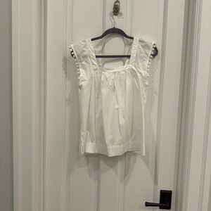 J. Crew White PomPom Tank